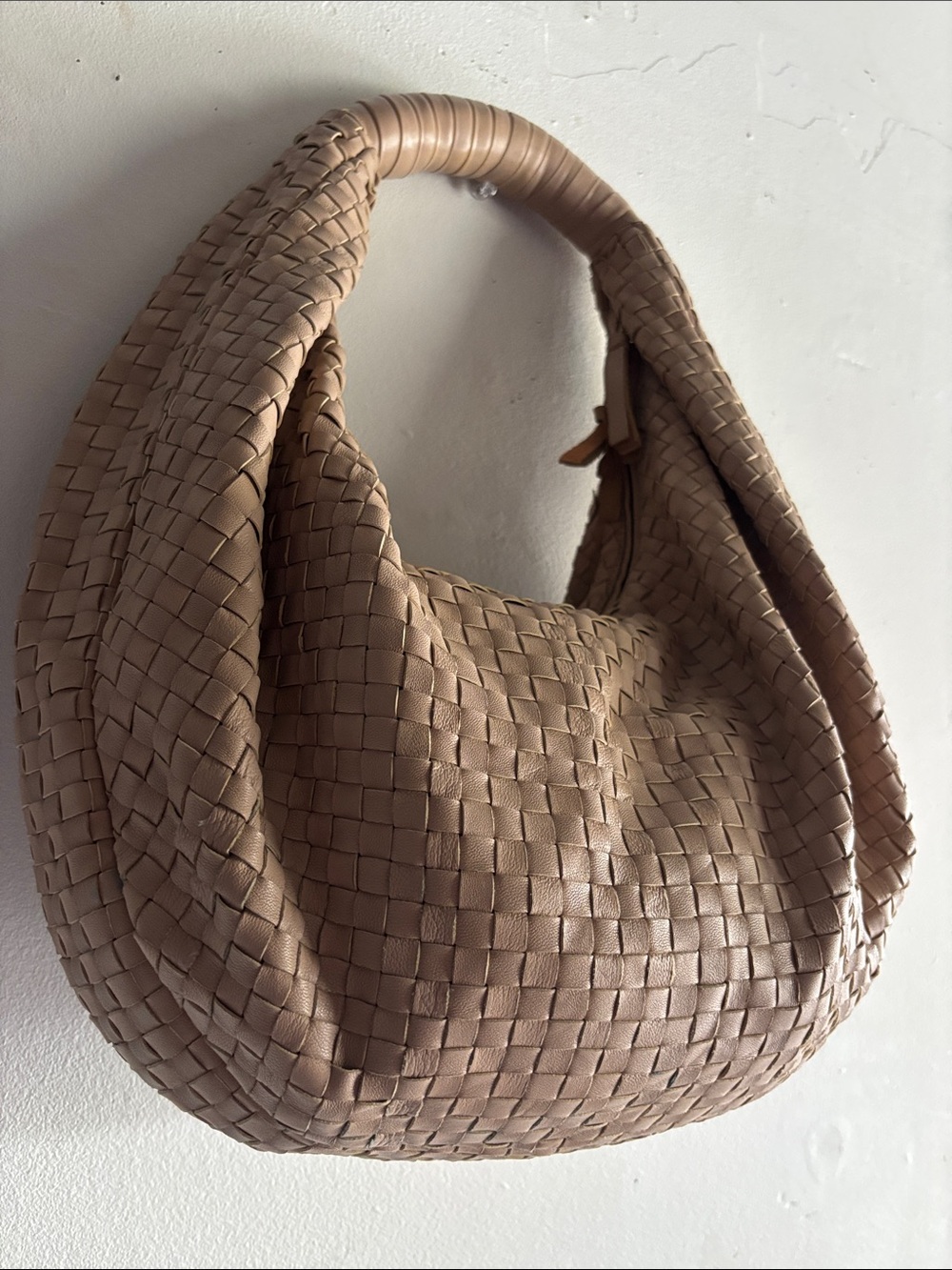 Cleobella lamb leather Woven Hobo Bag in Taupe Brown
